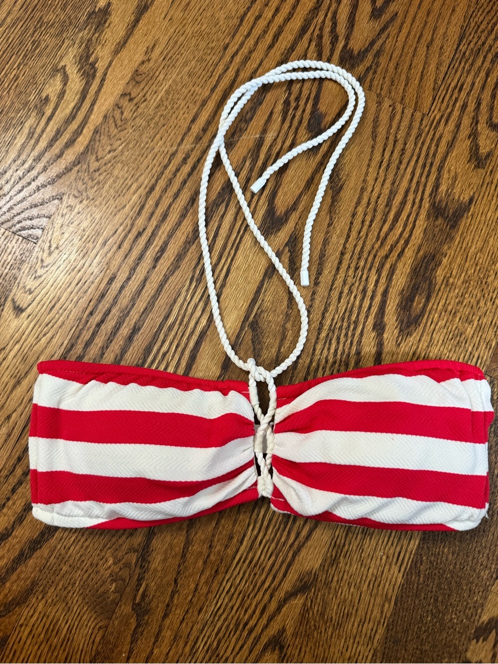 Black Label Ralph Lauren XS Red White Stripe Bandeau Halter Bikini Top Nautical